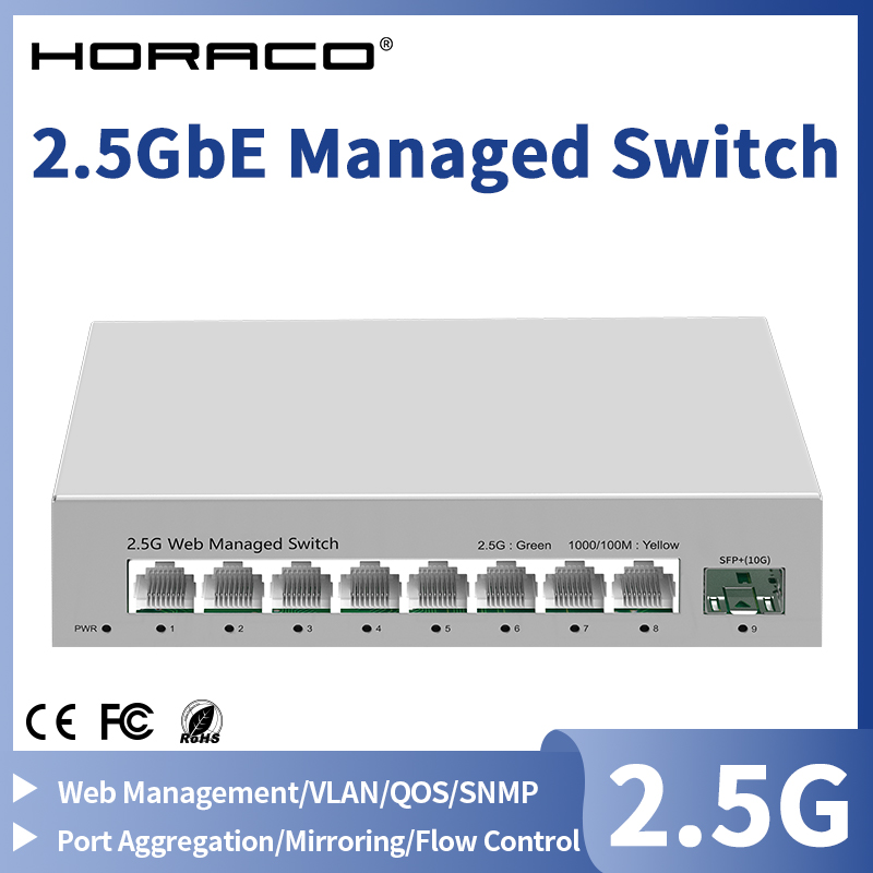 Sfp+ 10G Managed Switch 8 Port - Conmutador administrado de 2,5 GbE, conmutador