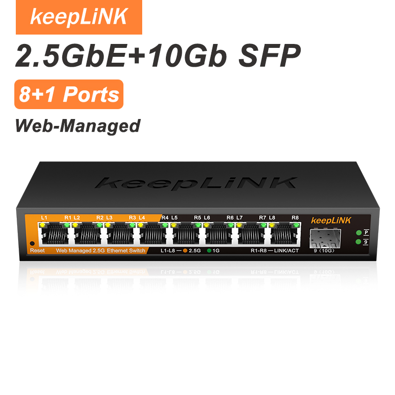 Sfp+ 10G Managed Switch 8 Port - Switch Administrado KeepLiNK KP-9000-9XHML-X de 2.5Gb