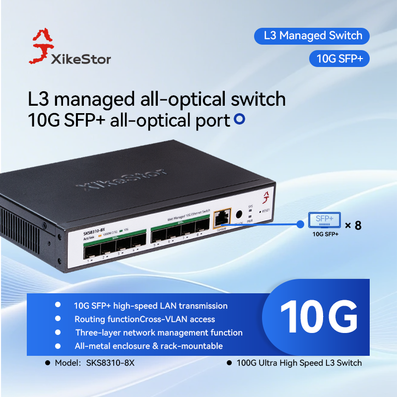 Sfp+ 10G Managed Switch 8 Port - Switch XikeStor de Tres Capas con