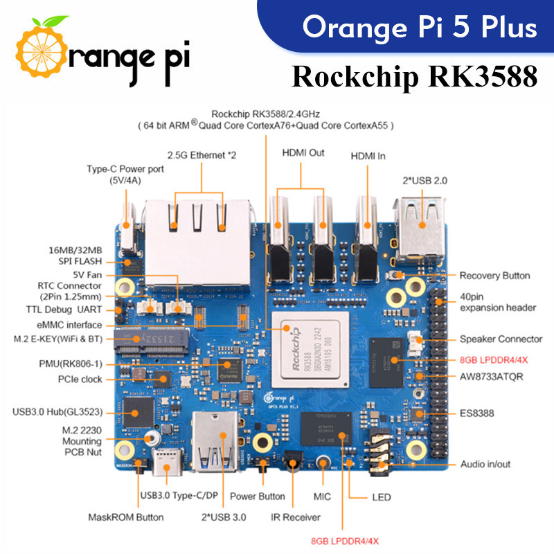 Orange Pi 5 Plus, Computadora  - Orange Pi 5 Plus 32Gb reseña y precio